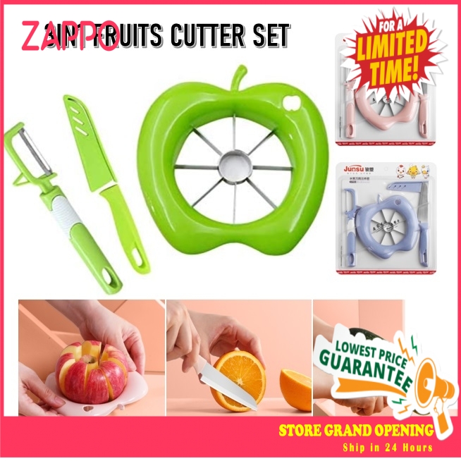 ZAPPO 3in1 Stainless Steel Kitchen Fruits Cutter Set Mini Portable
