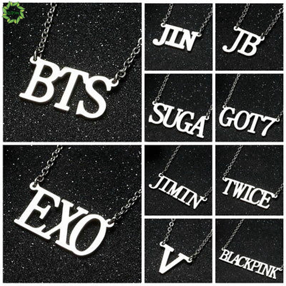 Qipin Kpop Bts Exo Got7 Twice Blackpink Letter Charm Pendant Chain Necklace Couple Unisex Gifts Shopee Malaysia