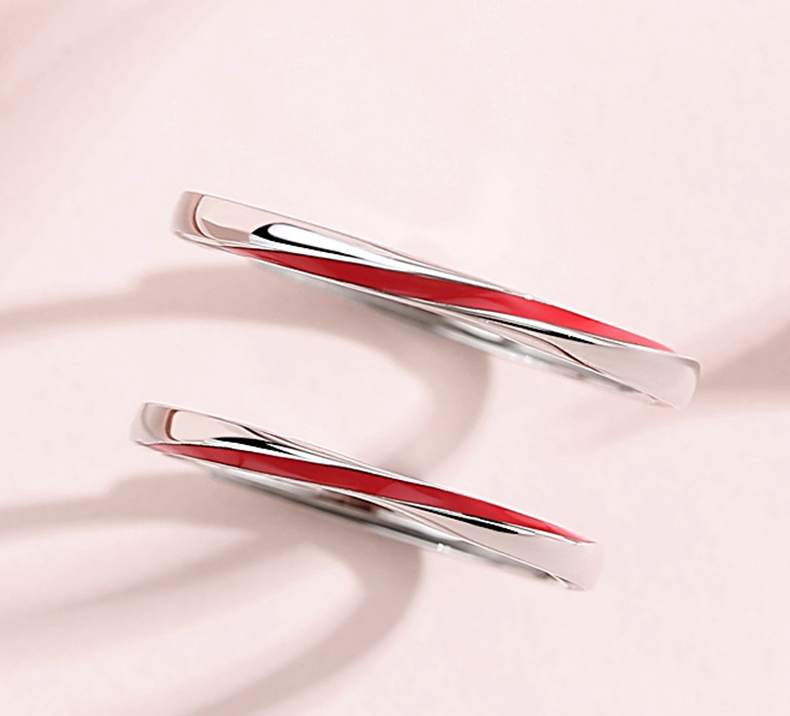 Anello per coppia regolabile di dimensioni aperte Anello Mobius rosso Anello nuziale di San Valentino_voghion.com
