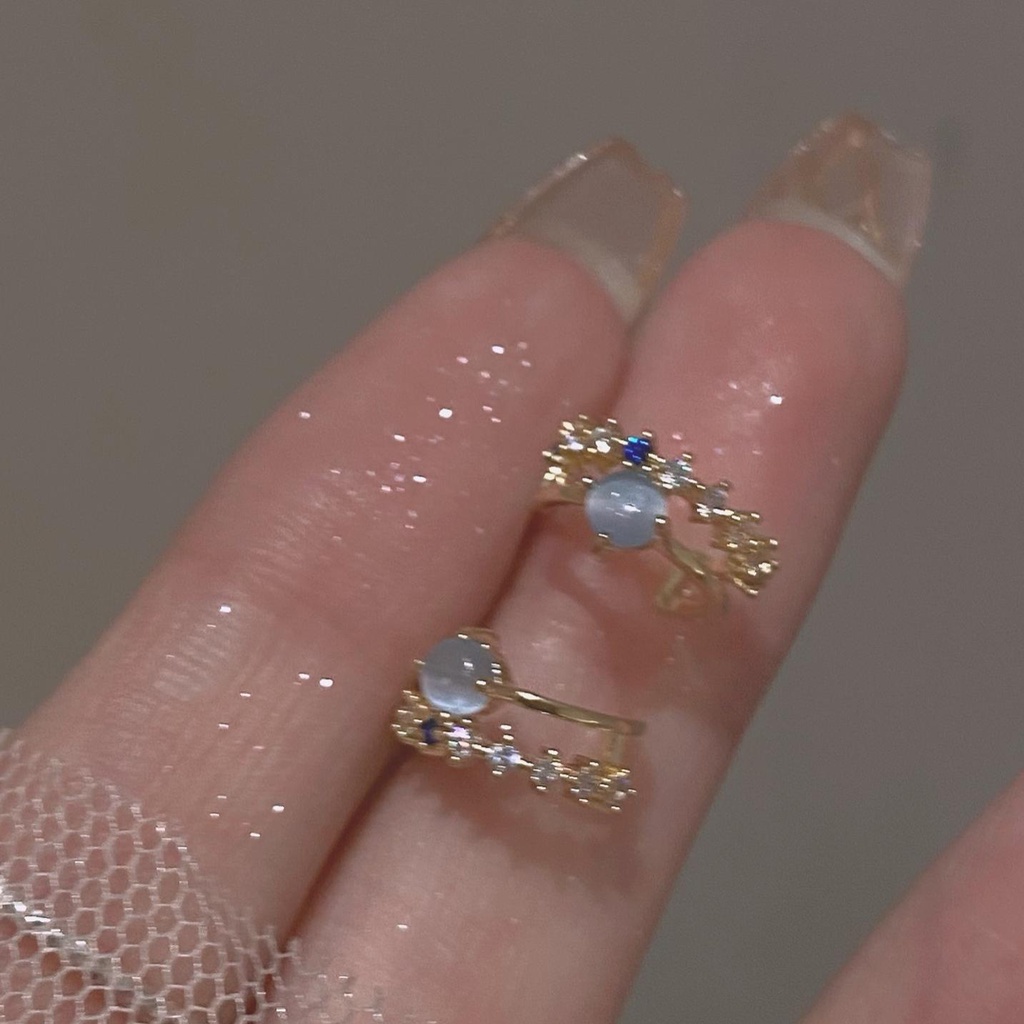 2022 {Island Blue Mist} Cat's Eye Mosquito Incense Plate Ear Clip Non-Pierced Female Earrings Exquisite Commuter Daily