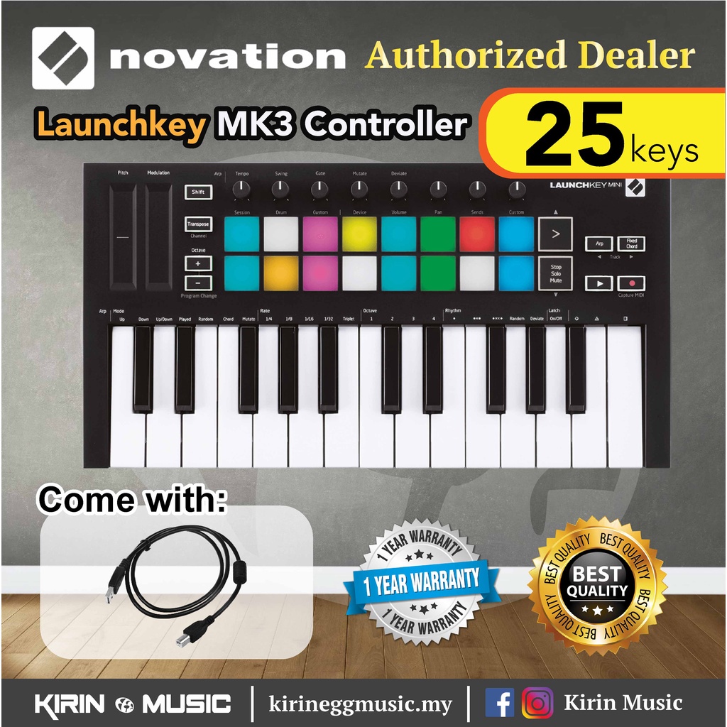 NOVATION Launchkey MINI MK3, MIDI Controller Keyboard, 25 Keys Studio ...