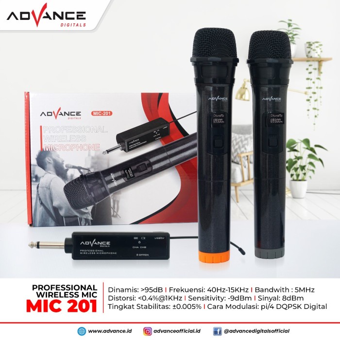 Cordless MIC/2M WIRELESS MIC/KARAOKE MIC/ADVANCE MIC201/DOUBLE ADVANCE ...