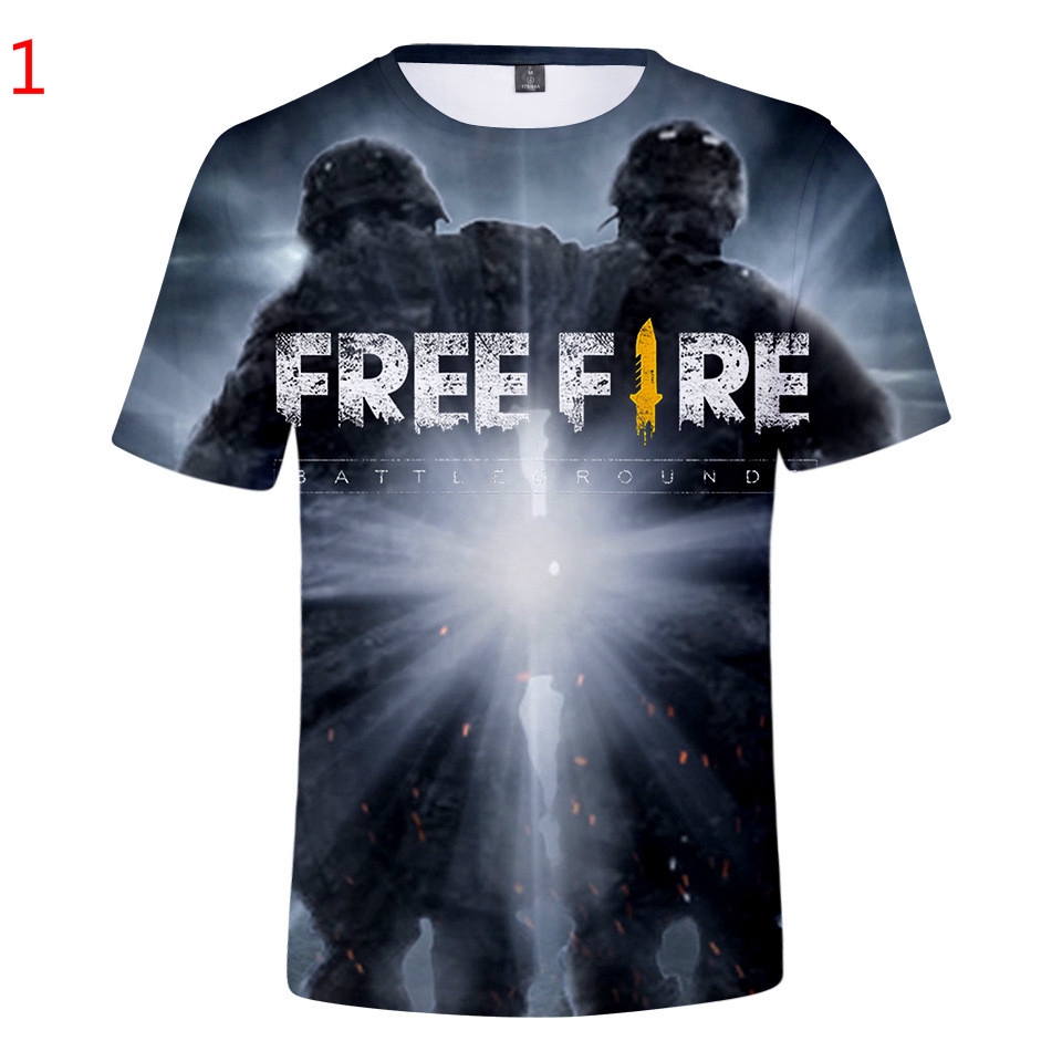 Free Fire 3d Casual Short Sleeve Tops Couple T Shirts