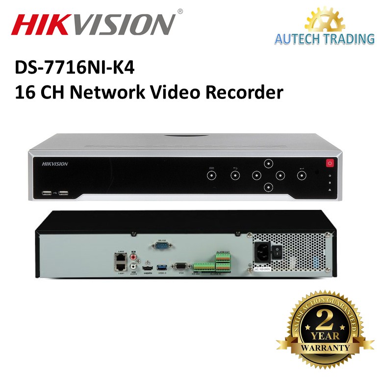 HIKVISION DS-7716NI-K4 16 Channel 16CH NVR 8MP Embedded 4K Network ...