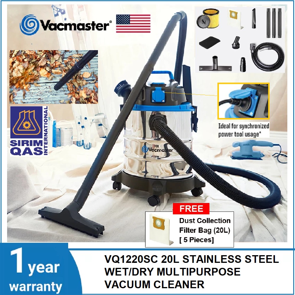 VACMASTER 20L STAINLESS STEEL WET/DRY MULTIPURPOSE VACUUM CLEANER
