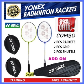 Badminton Racket 2 pcs combo 100% ORIGINAL Raket Yonex Felet LiNing Apacs Yangyang Raket Badminton set free Grip