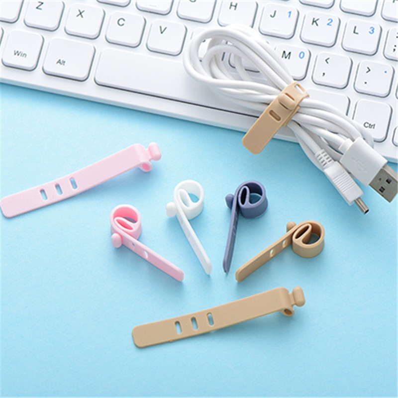 Hadiah Reusable USB Cable Strap Winder Soft Wire Management Earphone Cable Data Cable Tie Cord Cable