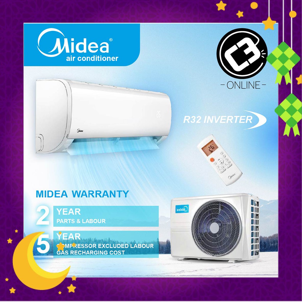 Klang Valley Midea 1hp 15hp 2hp R32 Inverter Standard Inverter Wall 5805