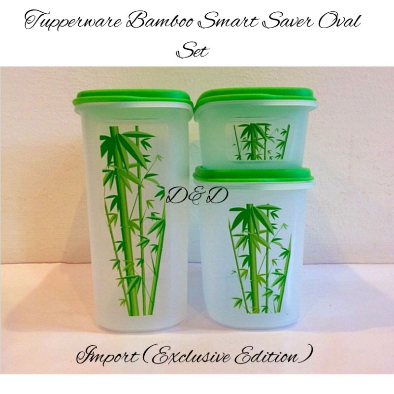 Tupperware Bamboo Smart Saver Oval Set 500ml/1.1Litre/1.7Litre