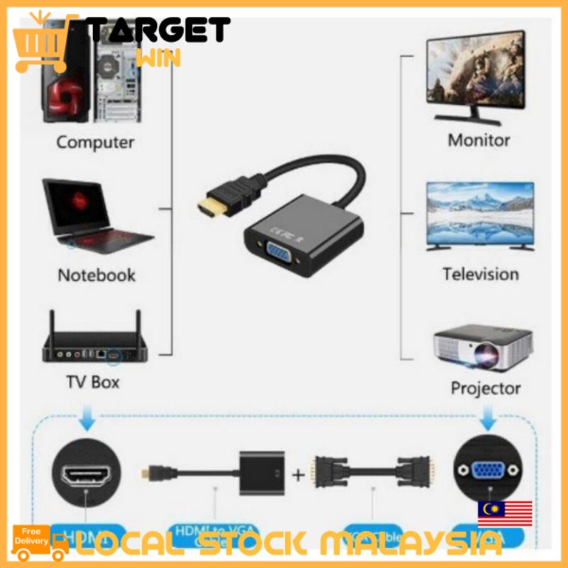 HDMI to VGA Adapter Video Converter Adapter Cable without Audio Support