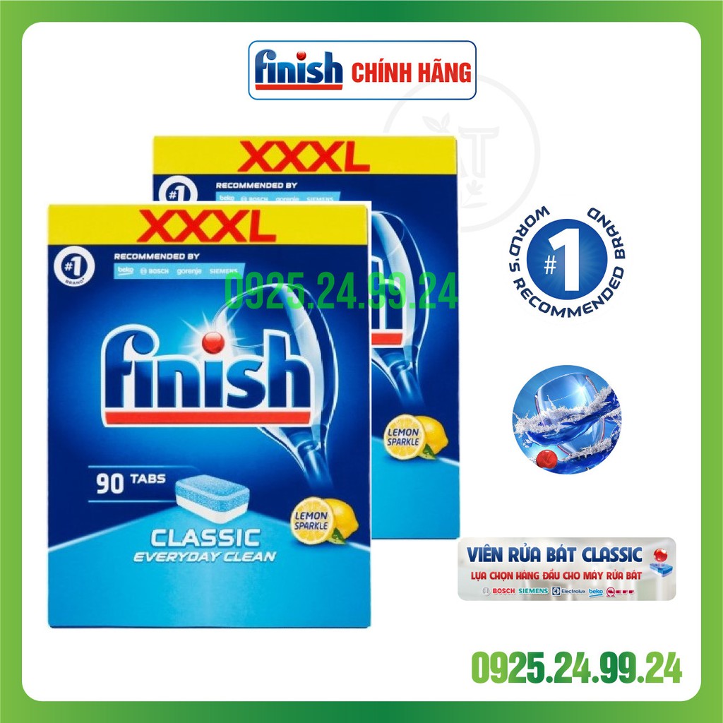 Finish Classic Dishwasher XXXL 90 Lemon Flavor Tablets (New Model ...