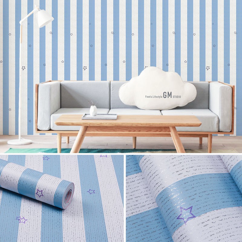 Wallpaper 3d 10m Star Strip Untuk Dinding Bilik Tidur Rumah Menutup Hiasan Wallpaper Mewah Minimalis Biru Shopee Malaysia