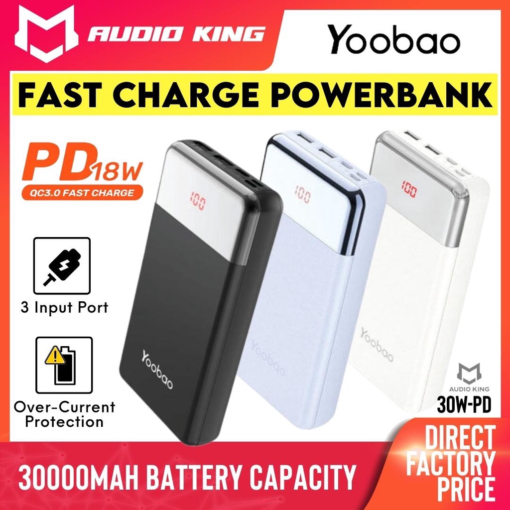 YOOBAO Powerbank 18W Powerbank PD Fast Charging Powerbank 30000mAh