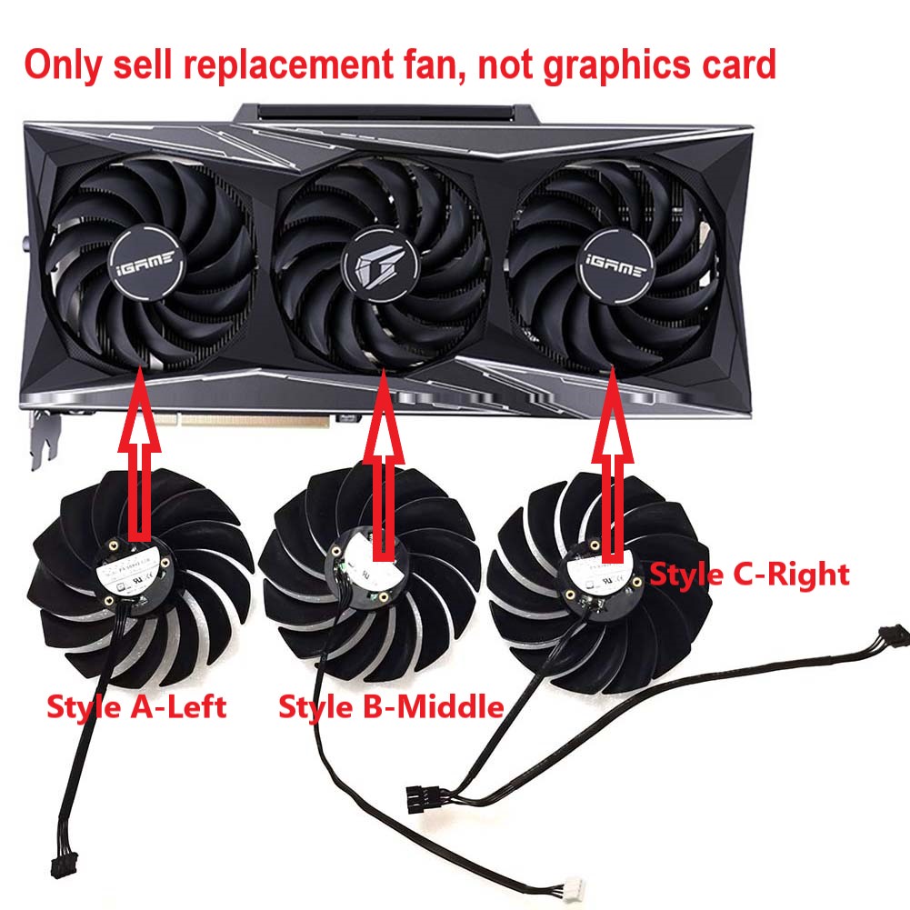 PVA080E12R Graphics Card Replacement Fan Compatible with Colorful iGame GeForce RTX 3050 3060 3070 3080 3090 Ti