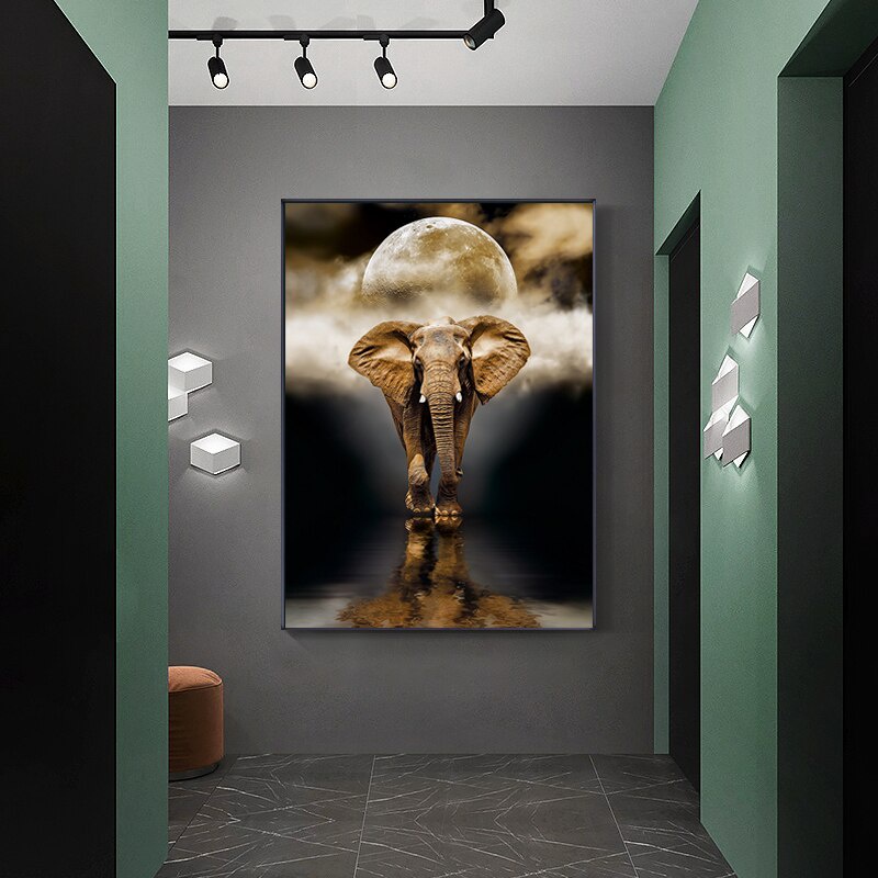 Elephant and Planet Canvas Painting Nordic Poster Prints Wall Art Pictures for Living Room Modern Wall Paintings Decor