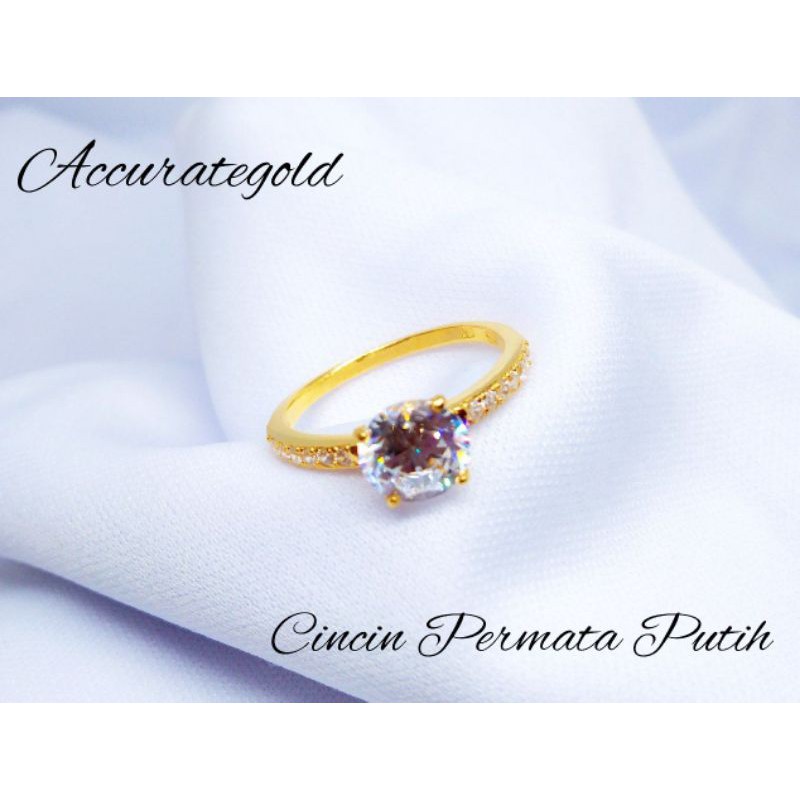 Cincin Permata Putih Emas 916 Shopee Malaysia