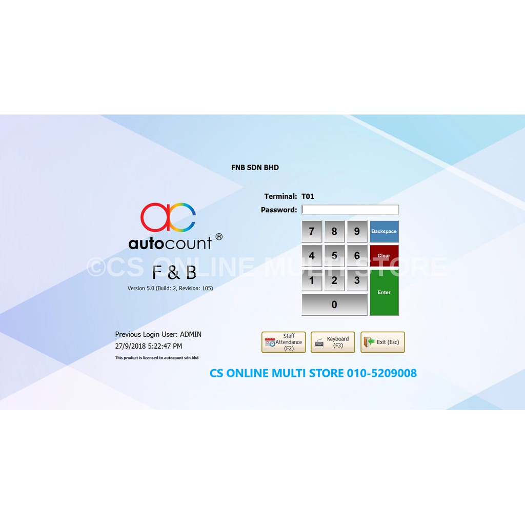 AUTOCOUNT F&B POS BASIC 5.0 - 