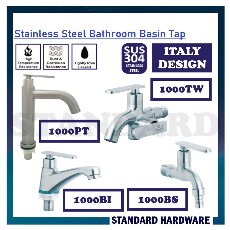 SUS304 Stainless Steel Bathroom Faucet / Basin Tap / Two Way Tap