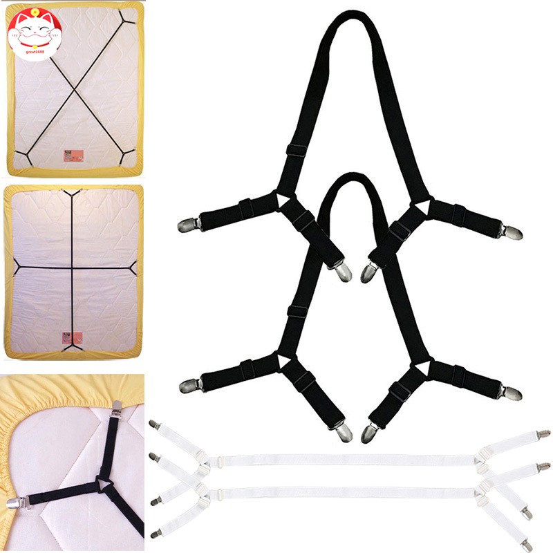 Crisscross Elastic Adjustable Bed//Fitted Sheet Strap Suspender Gripper Fastener