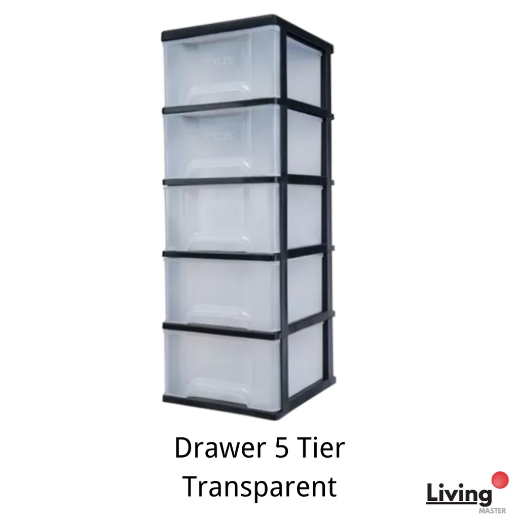 Multipurpose Drawer 5 Tier (TRANSPARENT) Plastic Storage