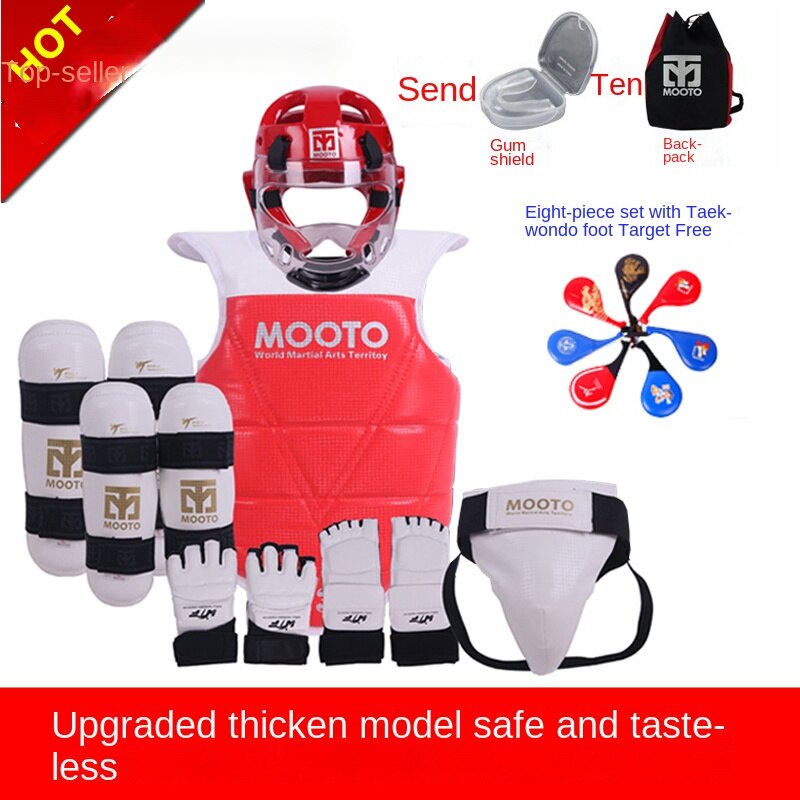 MOOTO-Taekwondo Protective Gear Full Set Children's Actual Combat Equipment Competition Type Training Body Protection Helmet Mask Five-Eight Piece