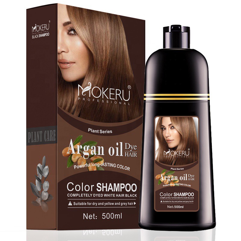 Free Shipping 5 7 Days Delivery Mokeru Argan Oil Essence Dark Brown Hair Dye Shampoo Color Shampoo For Women