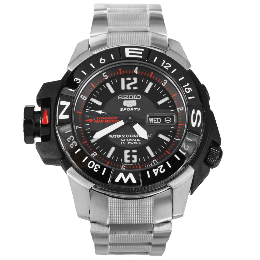 Seiko 5 Sports Automatic 23 Jewels Map Meter Black Dial Stainless Steel  SKZ229 | Shopee Malaysia