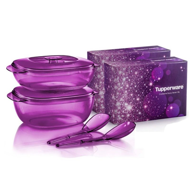 Tupperware Purple Royale Crystalline Serving Set/ Tupperware microwaveable serveware/ Set hidangan tupperware ungu