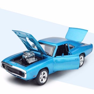 132 Diecast Blue Fast Furious 7 Dodge Charger Lightsound Car Gift Model Toy