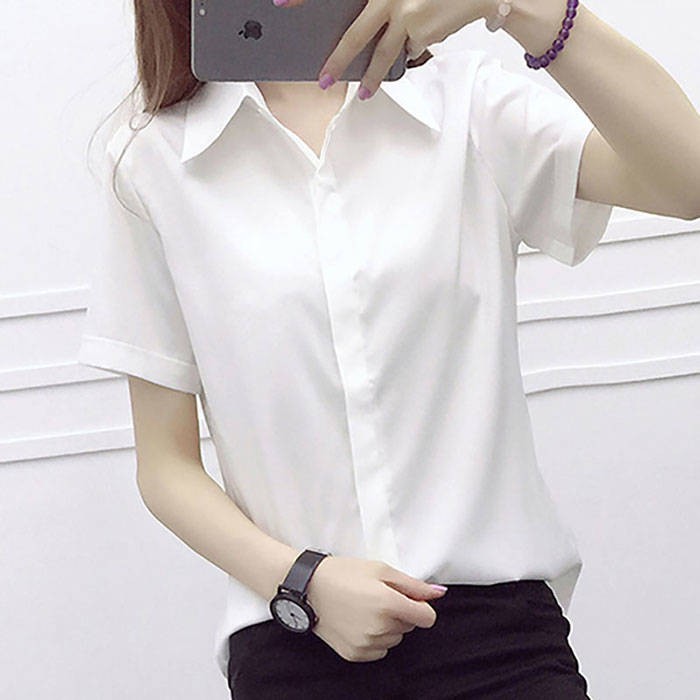 Longgar saiz besar putih baju lengan pendek wanita baru Longgar saiz besar putih baju lengan pendek wanita baru