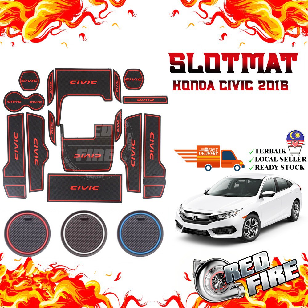 Honda Civic 2016 Interior Slot Mat Ready Stock Storage Tank Mat Blue