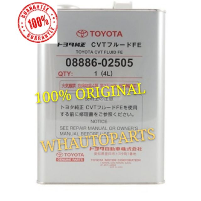 100% ORIGINAL TOYOTA CVT-FE AUTO TRANSMISSION FLUIDS GEAR OIL 08886 ...