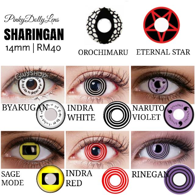 Ready Stock Malaysia Naruto Sharingan Sasuke Cosplay Lens Animation Halloween Crazy Lens Soft Contact Lens