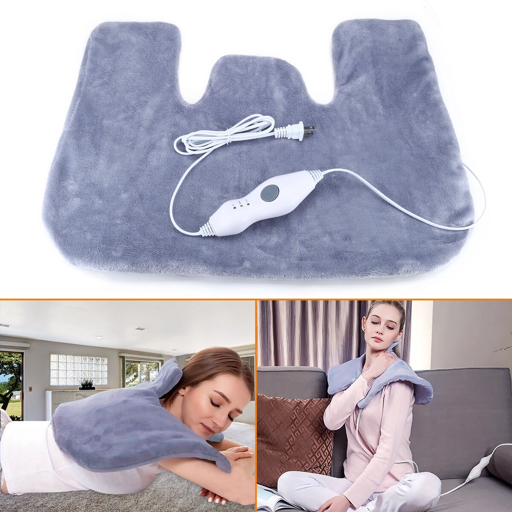 100220V Electric Heated Neck Shoulder Warmer Heating Pad For Neck and Shoulder Pain US Plug