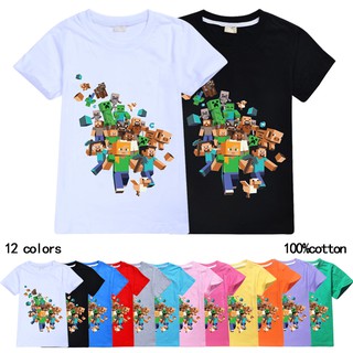 3d Cartoon Minecraft Print T Shirt For Girls Boys Tops Children Summer Clothing Boy S Game Clothing Shopee Malaysia - 2018 summer big boys game cartoon fortnite tshirt shorts toddler kids clothing ninja roblox minecraft printed t shirt clothes in t shirts from mother