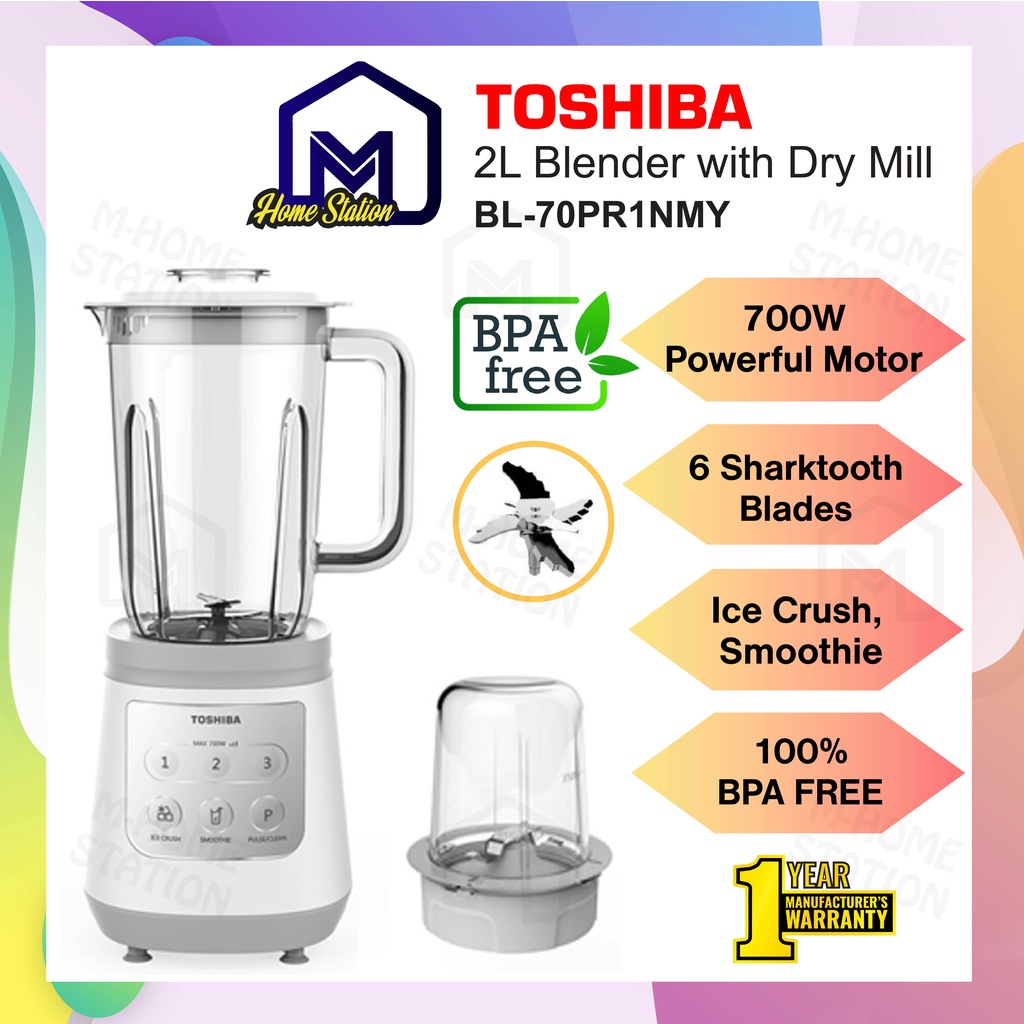 Toshiba Heavy Duty Ice Blender Smoothie (2.0L / 700W) BL-70PR1NMY / (600W) BL-60PHNMY  / Midea MBL-35BK Mesin Buah