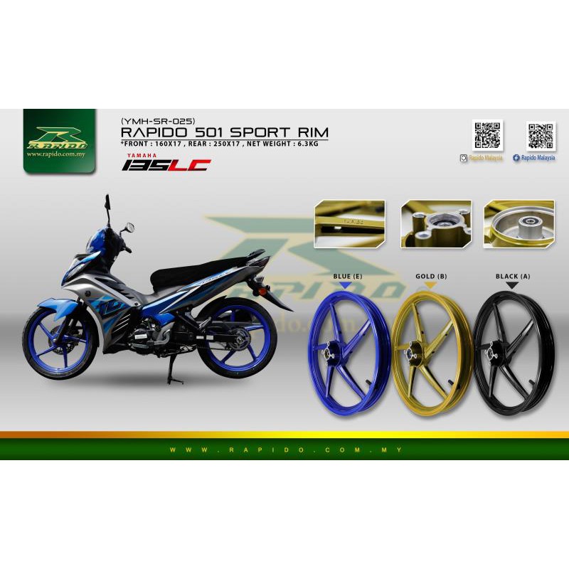 RAPIDO YAMAHA LC135 SPORT RIM 501  Shopee Malaysia