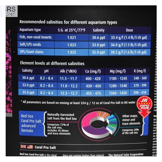 instant ocean salt parameters