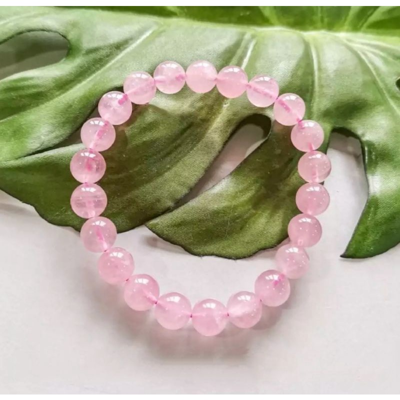 Natural Grade AA 8mm+ Rose Quartz Crystal Bracelet