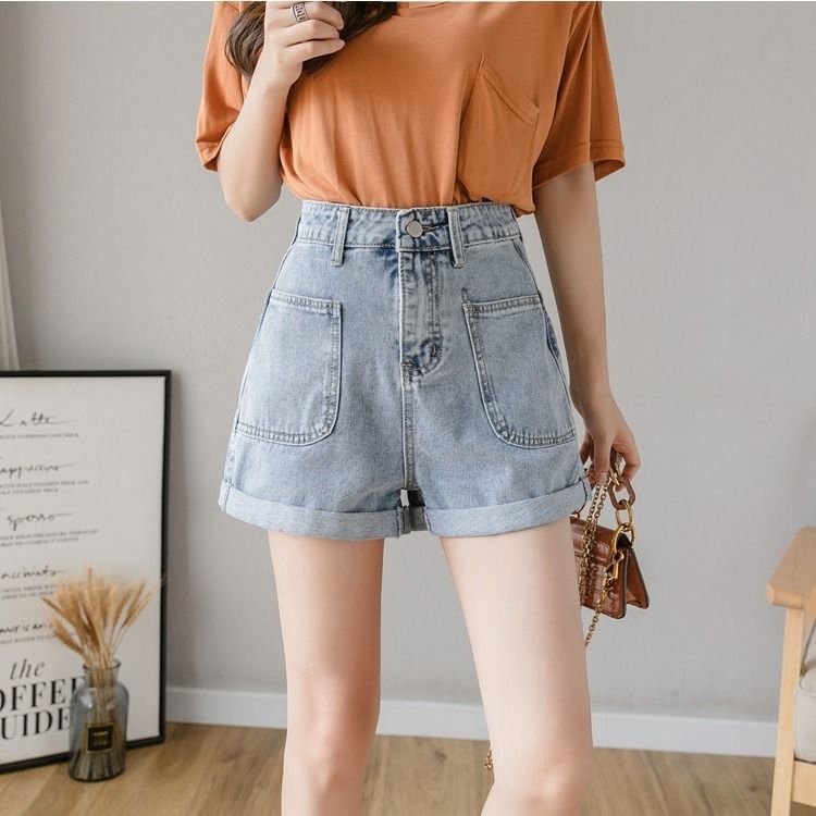 Ms Korean Version Of The High Waist Denim Shorts Loose A Line Dress High Waist Denim Shorts Female Denim Shorts Female Shopee Malaysia