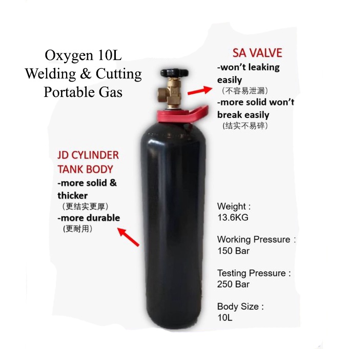 [ 1 UNIT ] CO2 / Oxygen 10L Welding & Cutting Portable Gas / Gas ...