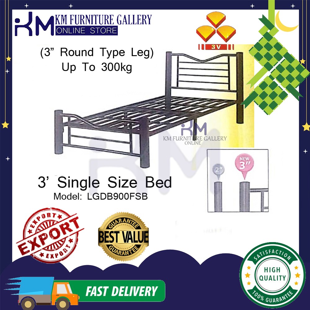 KM Furniture Gallery 3V Single Metal Bed Frame (LGDB900FSB)/ Katil ...