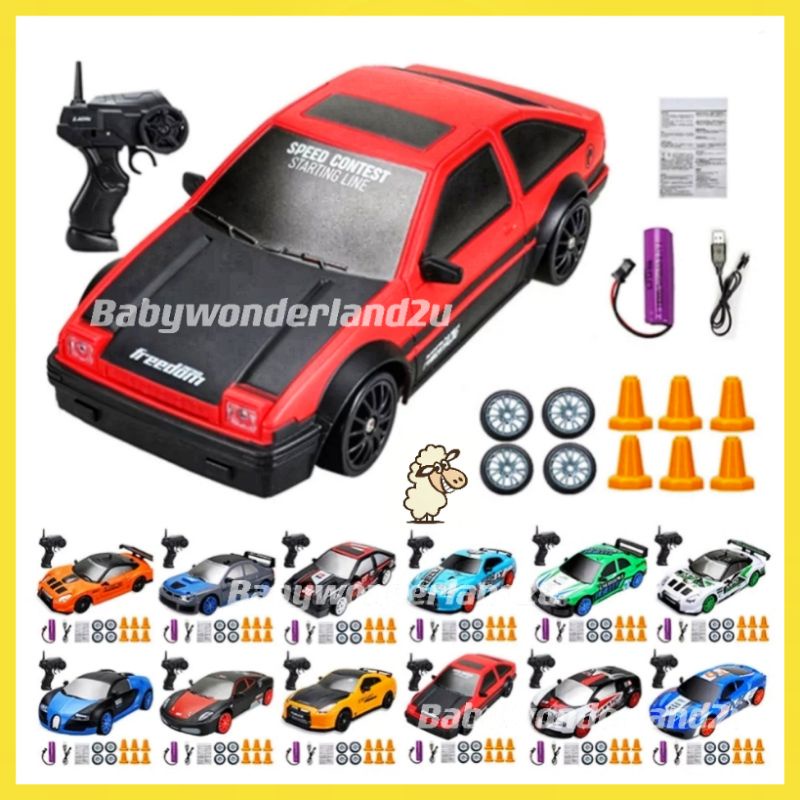 1:24 Kereta Kontrol Drift 4WD RC Car Racing Car AE86 GTR EVO Honda ...