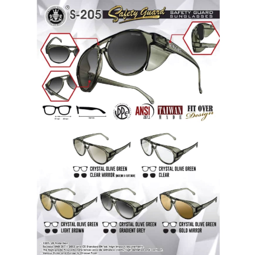 [ READY STOCK ] S-205 SAFETY GUARD SUNGLASSES / WORK EYEWEAR PROTECTIVE PROTECTION GOGGLE SPECTACLES / CERMIN MATA KERJA