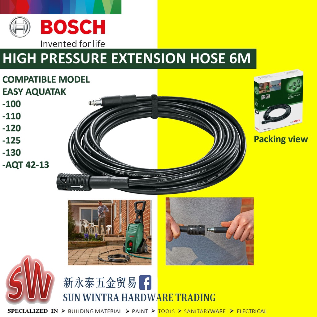 10m Bosch AQT Pressure Washer HOSE quick connect fittings Easy Aquatak 100 
