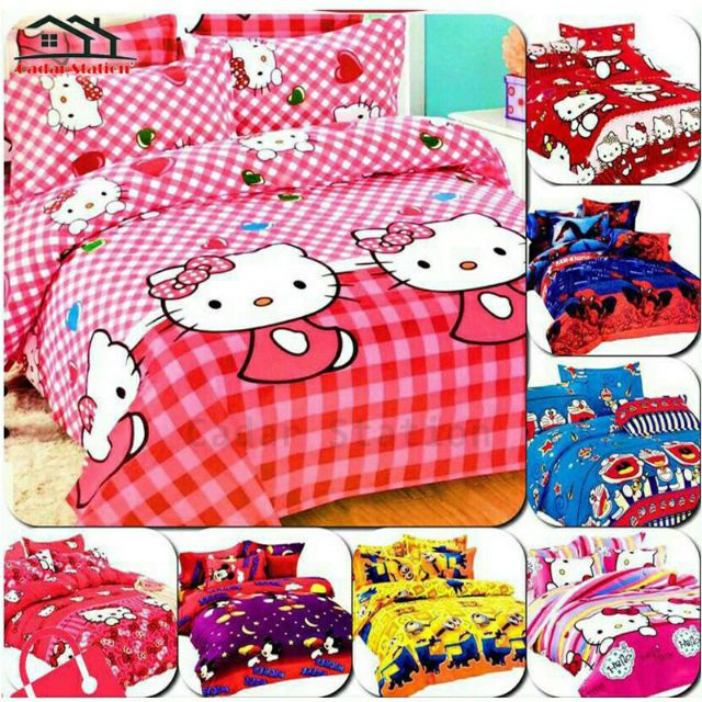 Lelong Kartun Single Queen Size Fitted Bedsheet Sarung Tilam Sarung Bantal Sahaja Shopee Malaysia