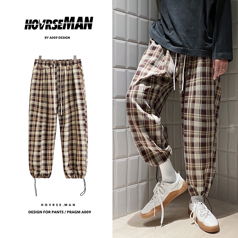 plus size checkered trousers