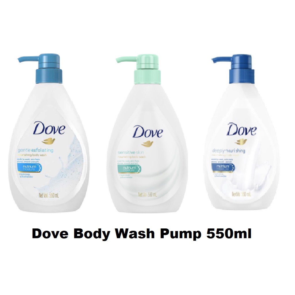 Dove Body Wash Pump 550ml / Sensitive Skin / Gentle Exfoliating / Deep Nourishing / Sabun Mandi ☘️Yuri Kosmetik☘️
