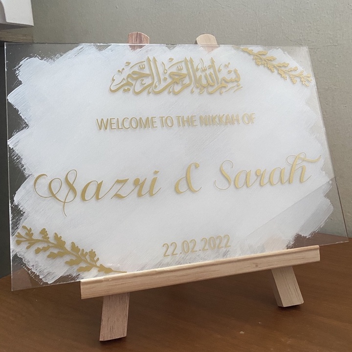 A4 Wedding Acrylic Bismillah Sign, Custom Acrylic Board Sign, Back ...