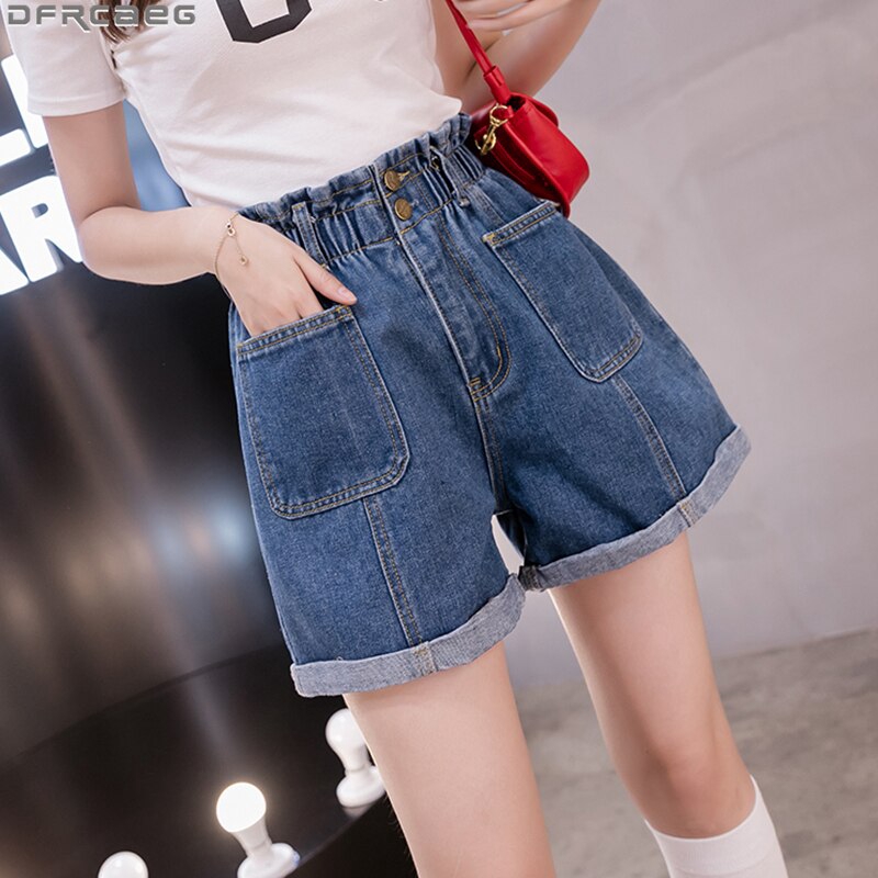 stretch waist jean shorts